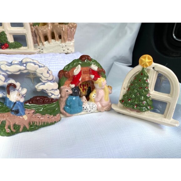 Chistmas Ornaments Hand Crafted Vintage Nativity, Tree, Snowman,Dog,Cats 9pc - Picture 3 of 11